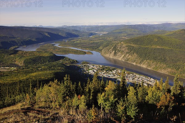 View of Dawson City on the banks of the Yukon