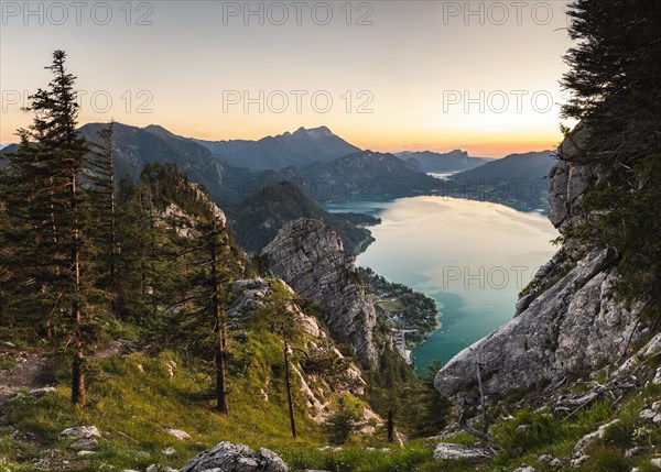 View from Schoberstein to Attersee and Mondsee