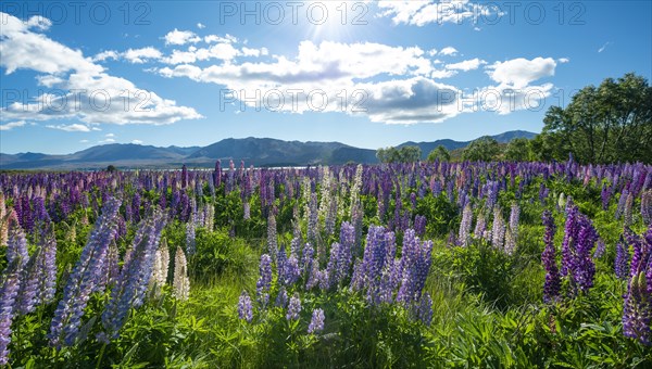 Purple large-leaved lupins