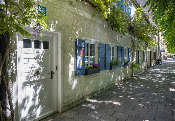 Old house with blue shutters