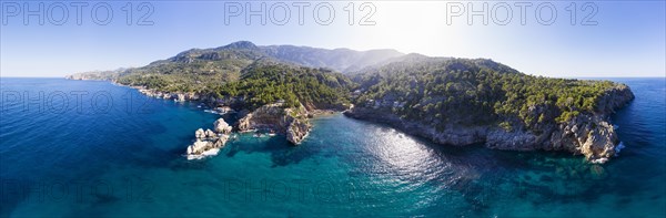 Panorama of the coast around Cala Deia