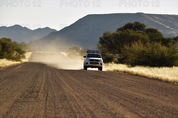 Four wheel drive on a typical gravel road near Helmeringshausen