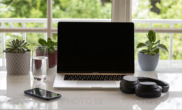 Home office with laptop