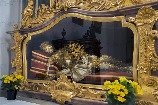 Decorated skeleton of a saint