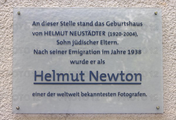Commemorative plaque by Helmut Newton