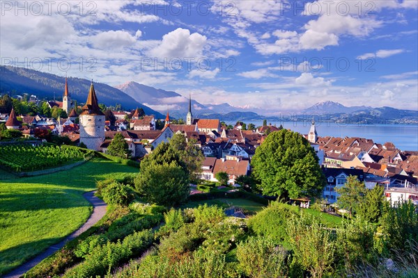 View of Zug's old town and Lake Zug