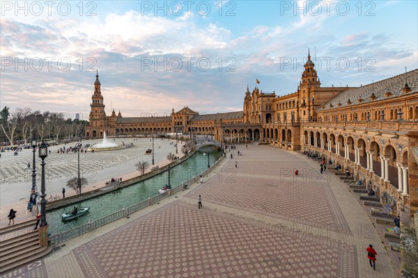 View over the Plaza de Espana at dusk