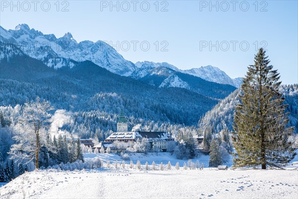 Luxury Hotel Elmau Castle in winter