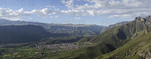 View of the village Chivay at the Colca Canyon