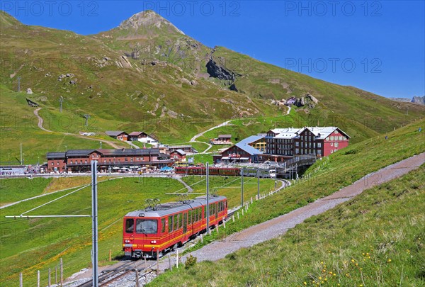 Kleine Scheidegg with mountain railway station and Jungfrau Railway