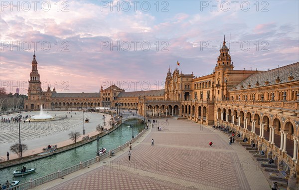 View over the Plaza de Espana at dusk