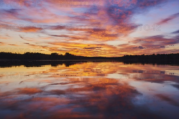 Nature reserve Grosser Russweiher at sunset