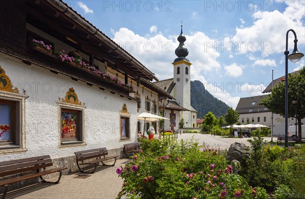 Town hall square with parish church Sankt Michael