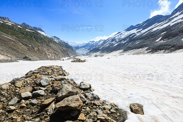 View over the Oberaar Glacier to the Oberaar Lake