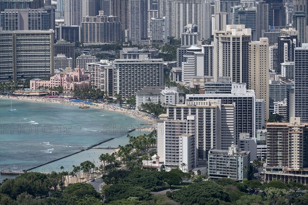 Waikiki Beach with skyscrapers