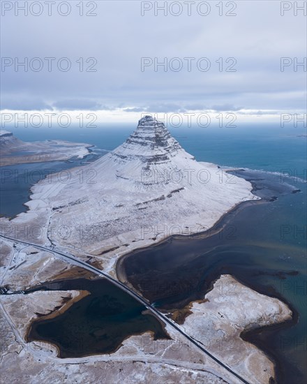 Kirkjufell mountain from the air