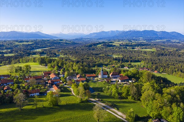 View over Hechenberg into the foothills of the Alps