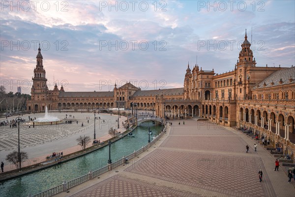 View over the Plaza de Espana at dusk