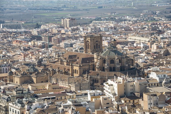 View from the Alhambra to the cathedral of Granada