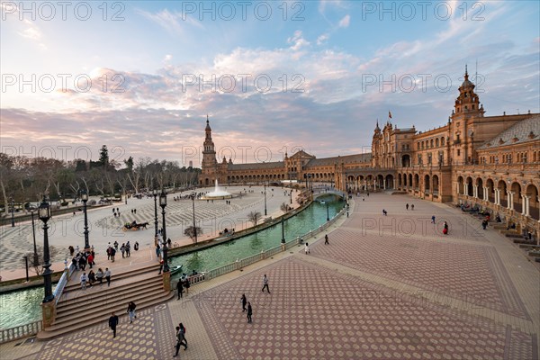 View over the Plaza de Espana at dusk