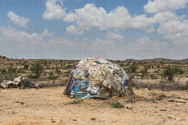 Traditional somali house in the desert of Somaliland