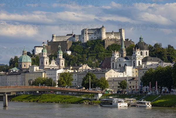 View over the Salzach to the old town and Hohensalzburg Castle