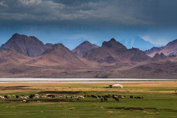 Landscape of Western Mongolia. Mount Tsambagarav