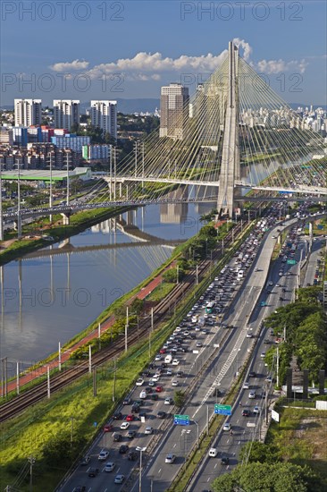 Octavio Frias de Oliveira Bridge over the Pinheiros river in Morumbi district