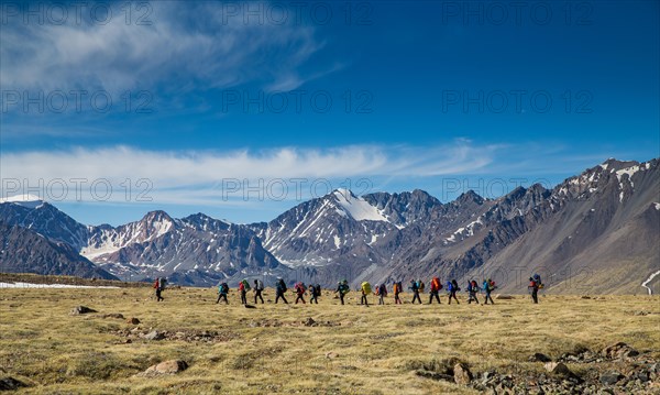 Trekking in Kharkhiraa mountains. Uvs province