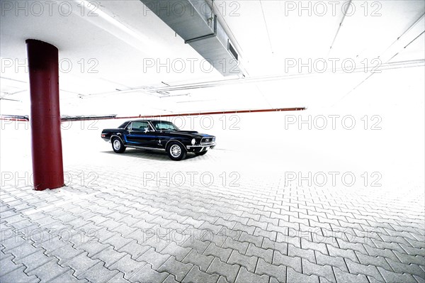 Oldtimer in bright underground car park