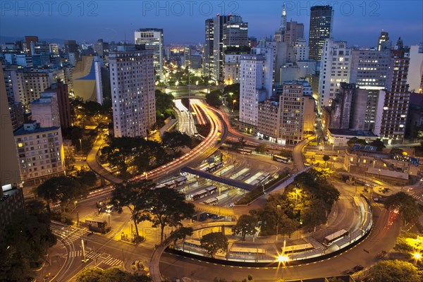 Late afternoon lights downtown Sao Paulo