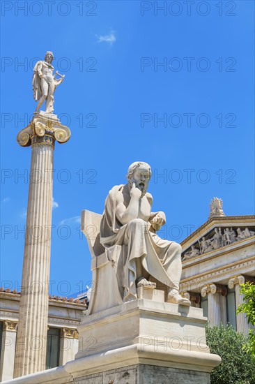 Statues of Socrates and Apokk in front of the Academy of Athens