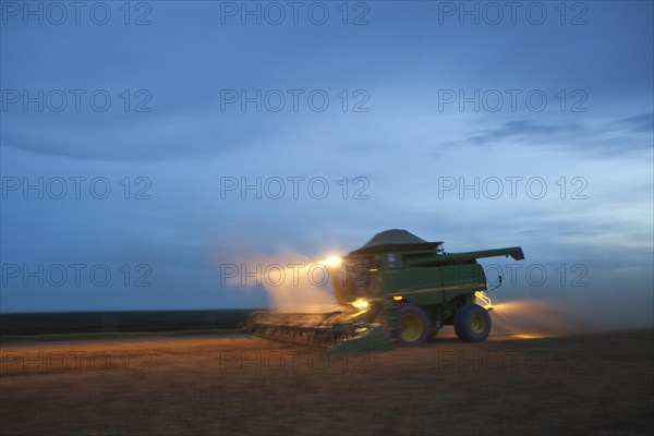 Late Afternoon Mechanized Soybean Harvest near Luis Eduardo Magalhaes