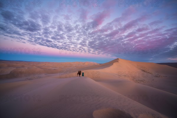 Beautiful morning in Khongor sand dunes. Umnugobi province