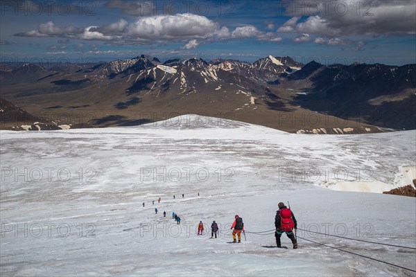 Mountaineers in Kharkhiraa mountain. Uvs province