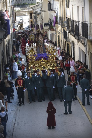Police officers of the Fraternity carrying the image of the Virgin Mary