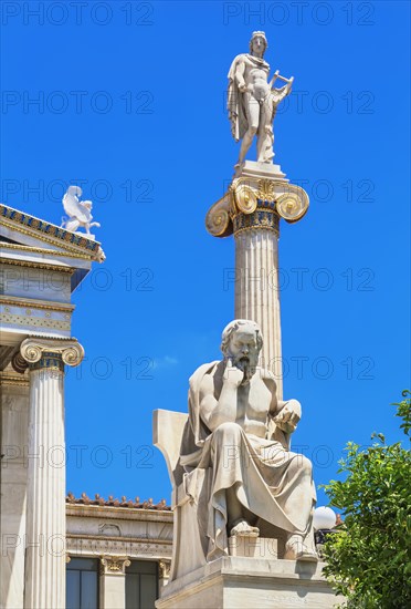 Statues of Socrates and Apokk in front of the Academy of Athens