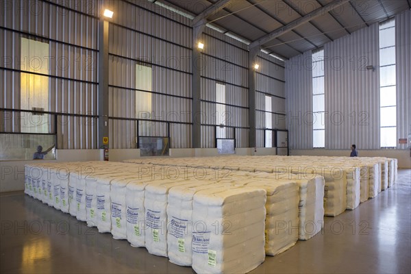Stacks of cotton at the warehouse in Mato Grosso state