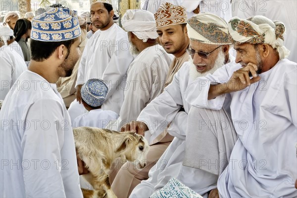 Locals trade goat at animal market