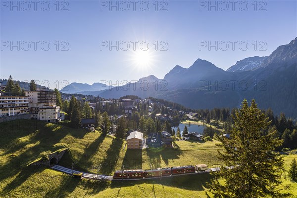 Rhaetsche Bahn and village view