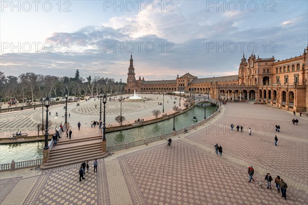 View over the Plaza de Espana at dusk