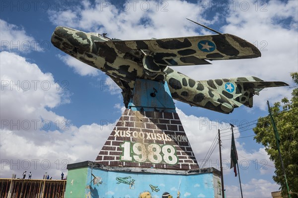 Old russian MIG airplane in the center of Hargeisa