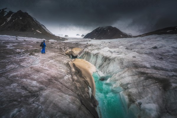 Exploring Potanin glacier in Altai 5 bogd mountains. Bayan-Ulgii province. Mongolia