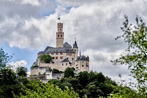 Castle Marksburg over Rhine Valley near Braubach