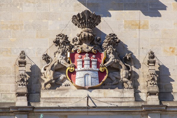 Hamburg coat of arms on the Hamburg city hall