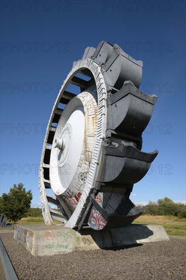 Bucket-wheel excavator wheel SRs 6300 of the bucket wheel excavator SRS 6300 at the Schladitzer Lake
