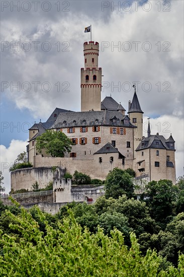 Castle Marksburg over Rhine Valley near Braubach