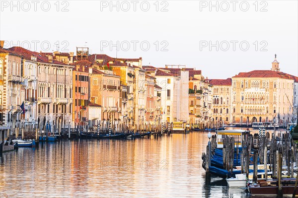 Historical house facades on the Canale Grande in the morning light