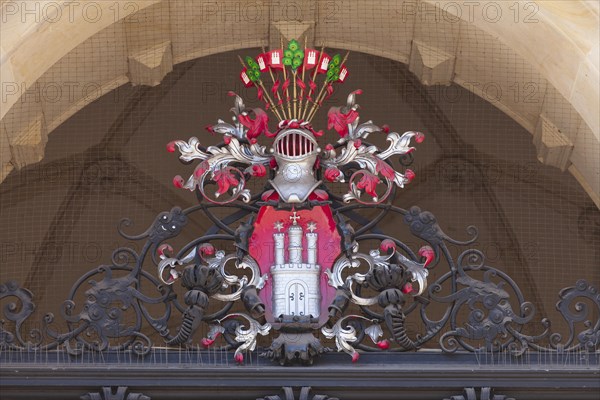 Hamburg coat of arms on the Hamburg city hall