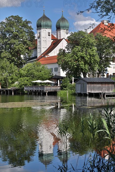 Monastery complex on an island in a lake